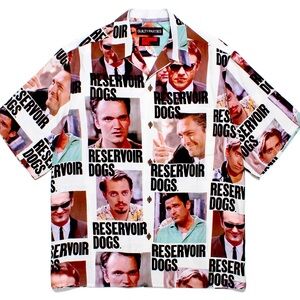 Reservoir dogs all over print Wako Maria button up rayon shirt Size XL White